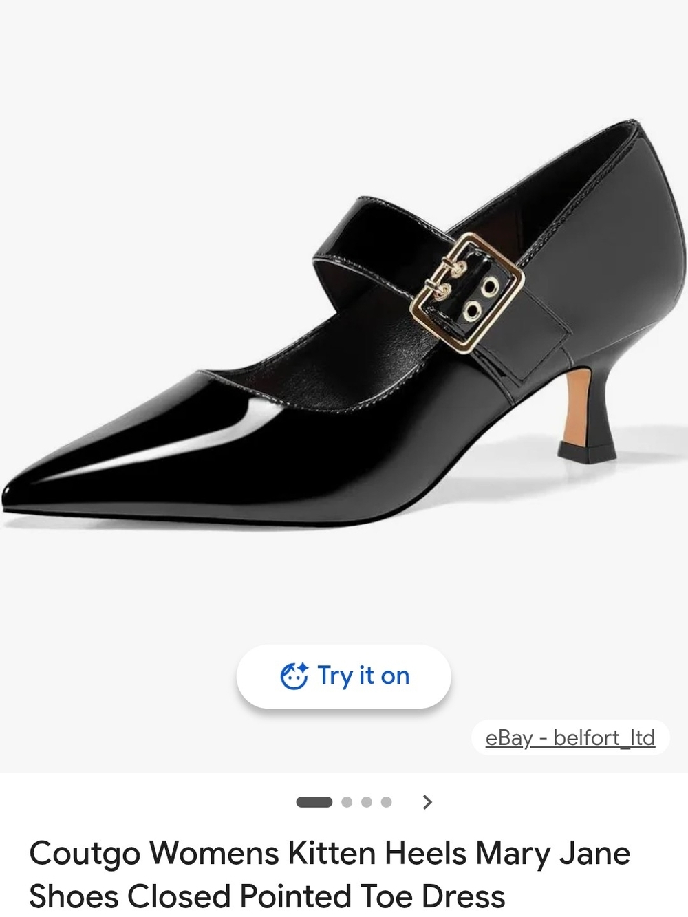 Coutgo Black Patent Mary Jane Kitten Heel Pumps